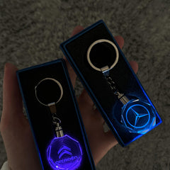 3D Laser Engraved Crystal LED Car Logo Keychain