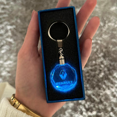 3D Laser Engraved Crystal LED Car Logo Keychain