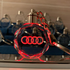 3D Laser Engraved Crystal LED Car Logo Keychain