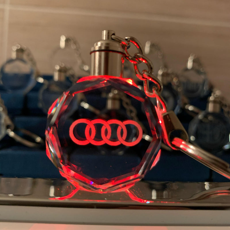 3D Laser Engraved Crystal LED Car Logo Keychain