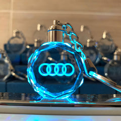 3D Laser Engraved Crystal LED Car Logo Keychain