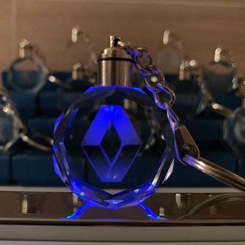 3D Laser Engraved Crystal LED Car Logo Keychain