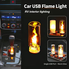 Touch-Sensitive Flame LED Glass Bottle Lamp Frosted & Transparent - USB-Powered Night Light 2 Pcs Set
