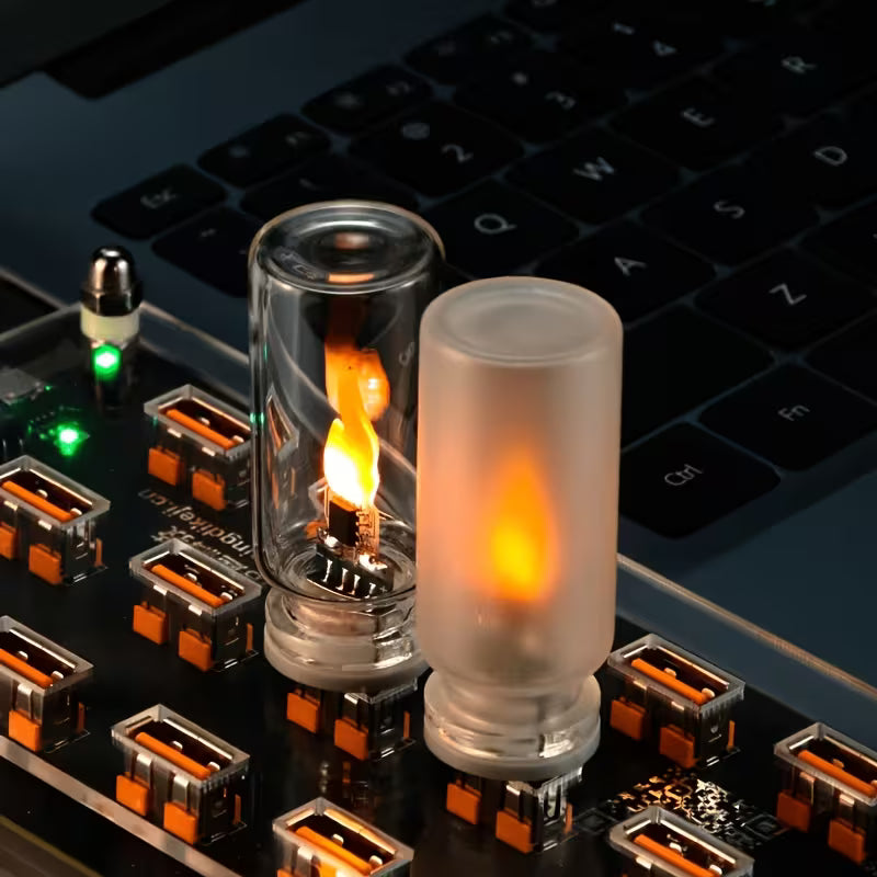 Touch-Sensitive Flame LED Glass Bottle Lamp Frosted & Transparent - USB-Powered Night Light 2 Pcs Set