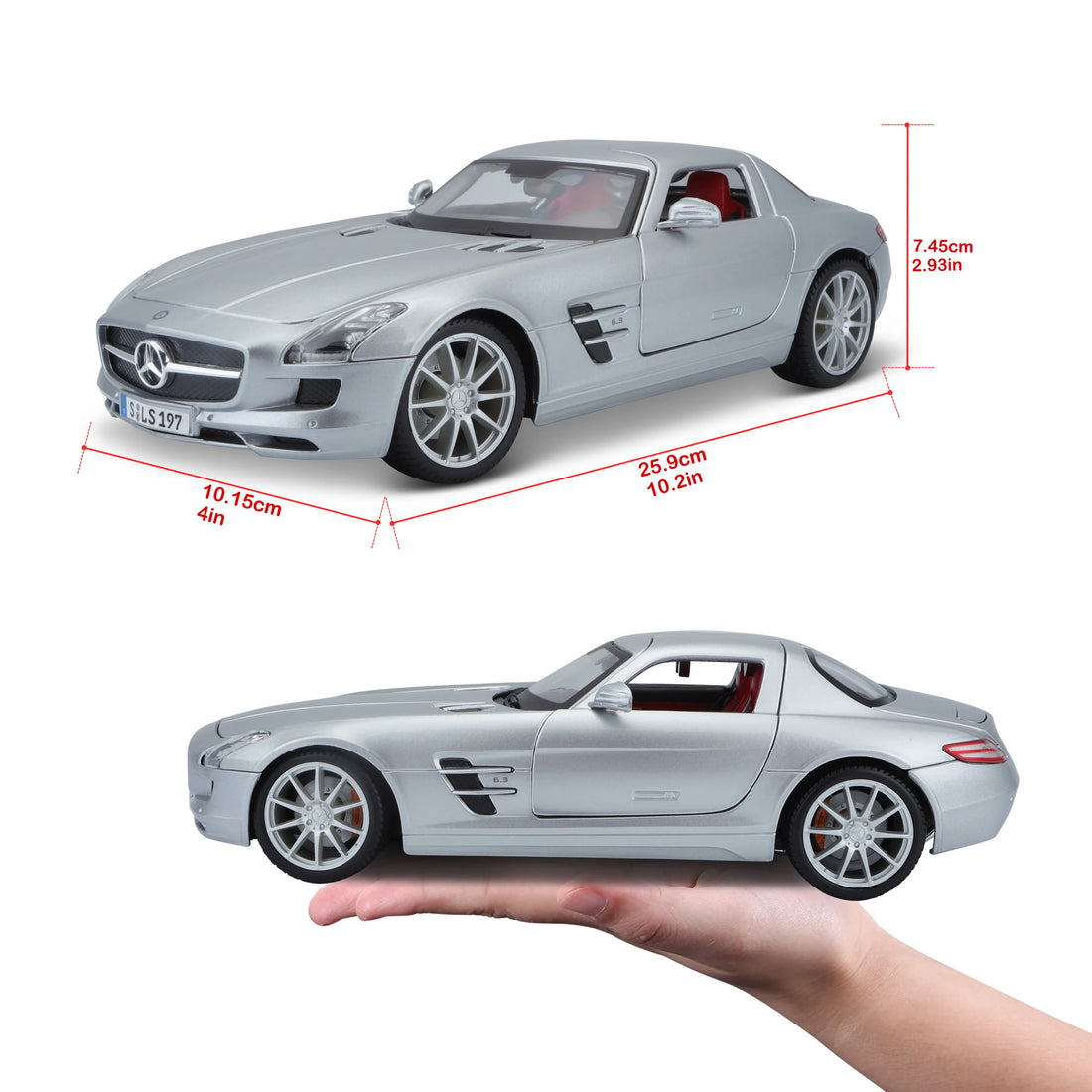 Mercedes Benz SLS AMG Silver Metallic "Special Edition" 1:18 Licensed Maisto Diecast Scale Model