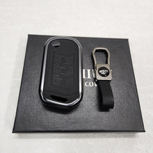 Load image into Gallery viewer, Mahindra XUV700/Thar/Scorpio New Key Exclusive Aluminium Alloy Leather Keycase with Holder &amp; Rope Chain