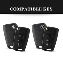 Load image into Gallery viewer, Skoda/Volkswagen New Flip Key Carbon Abs Keycase with Chain