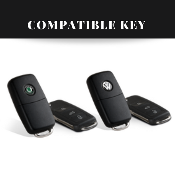 Skoda/Volkswagen Old Flip Key Carbon Abs Keycase with Chain