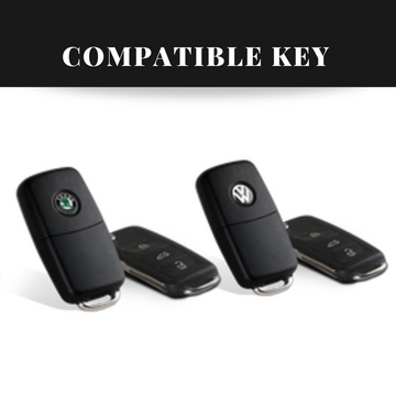 Skoda/Volkswagen Old Flip Key Carbon Abs Keycase with Chain