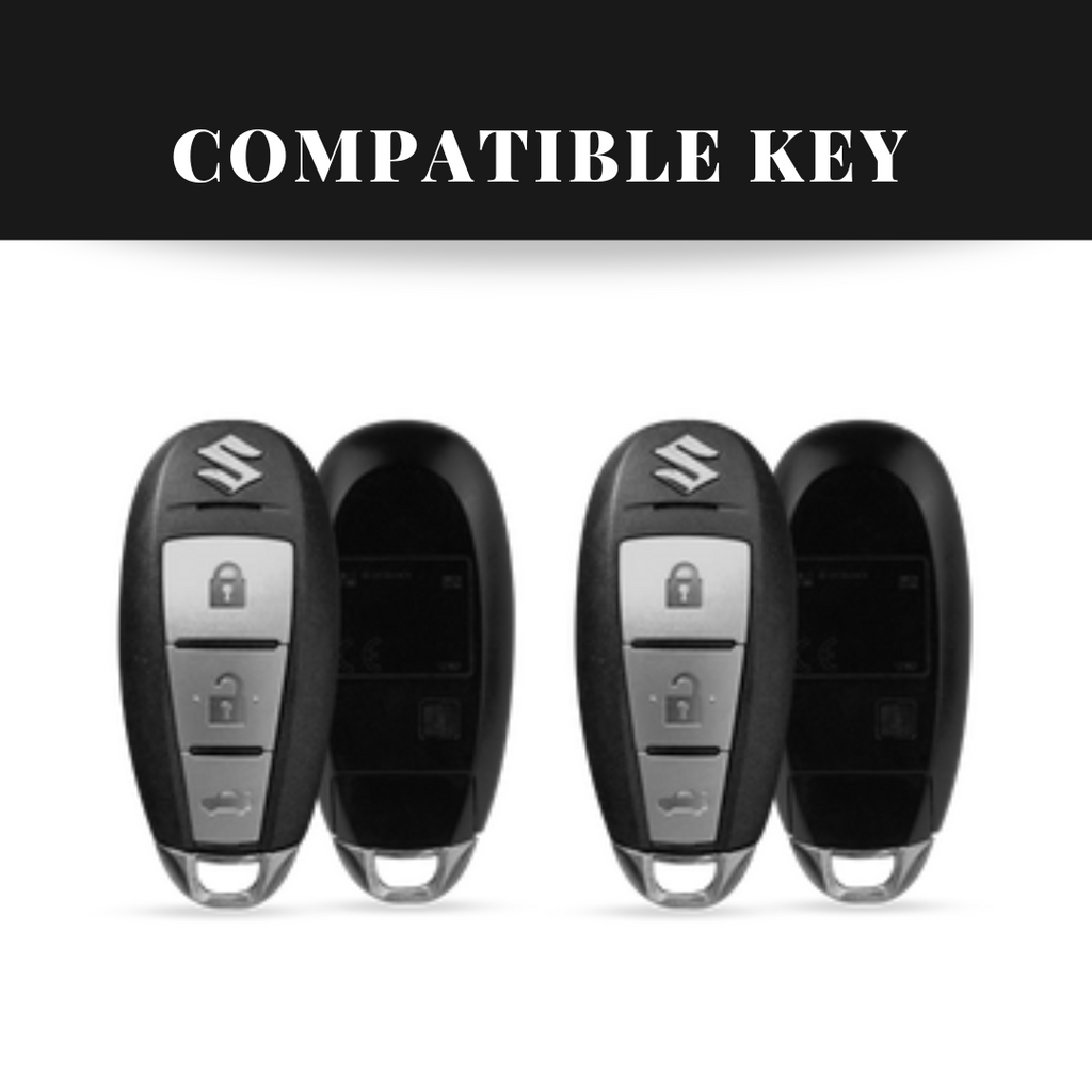 Suzuki 3 Button Key (Ciaz, Baleno, Brezza, S Cross, Ignis) Carbon Abs Keycase with Chain