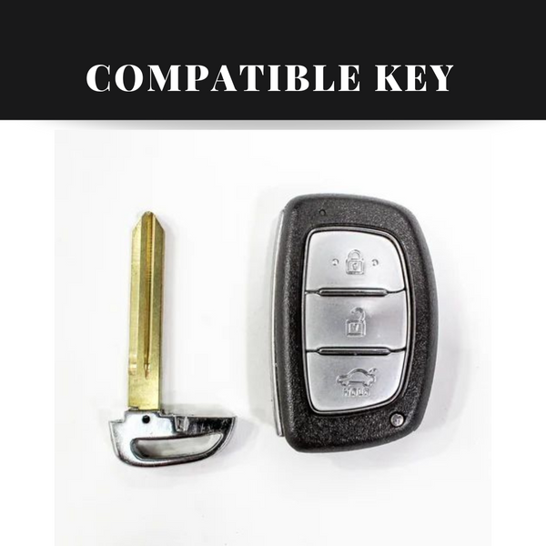 Hyundai Creta/i20/Venue (3 Push Button Key) Carbon Abs Keycase with Chain
