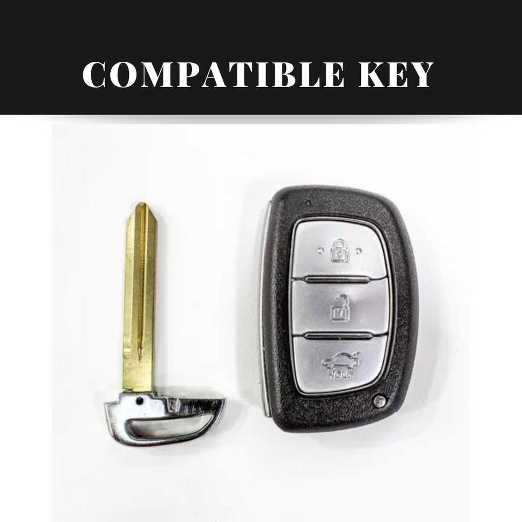 Hyundai Creta/i20/Venue (3 Push Button Key) Carbon Abs Keycase with Chain