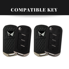 Load image into Gallery viewer, Mahindra XUV700/Scorpio/XUV300 New Flip Key Luxury Metal Alloy Leather Keycase with Holder &amp; Rope Chain