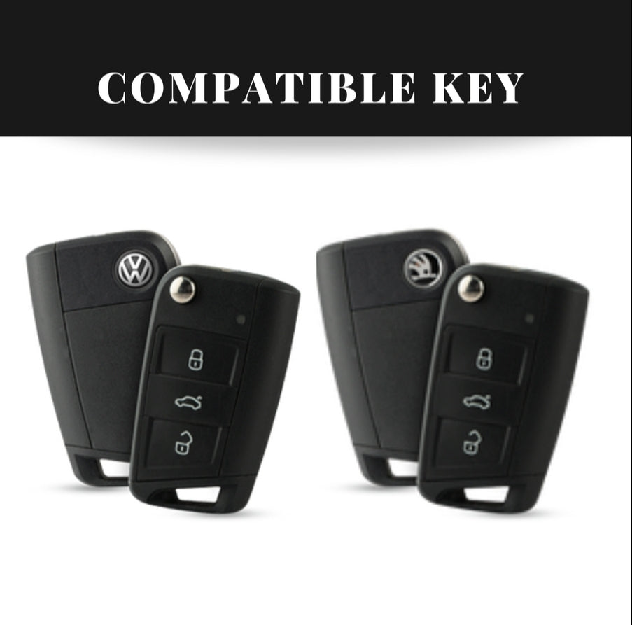 Volkswagen New Flip Key Premium Metal Alloy Keycase with Holder & Rope Chain