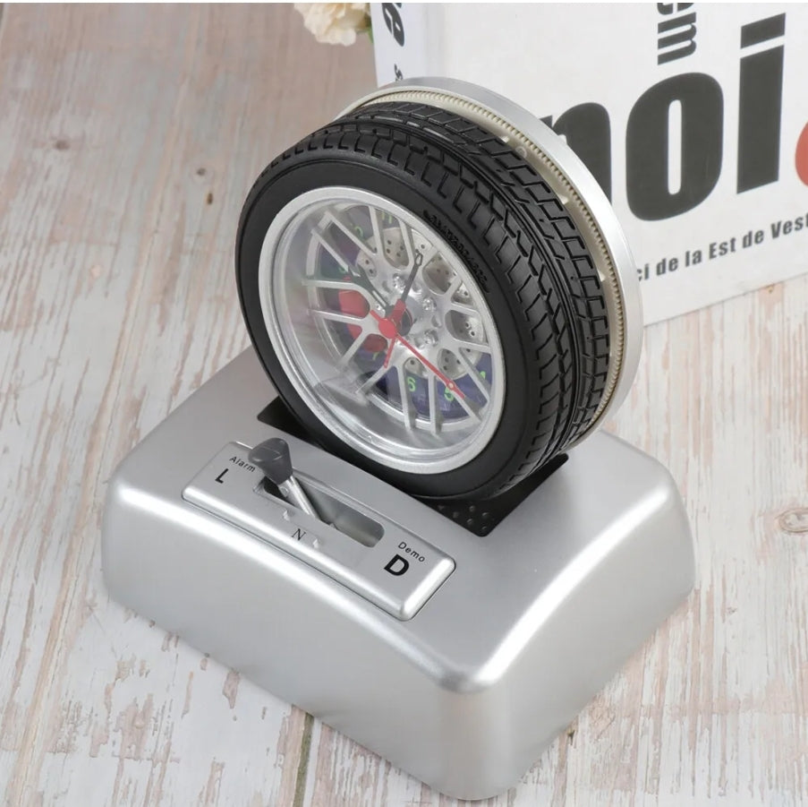 Non Ticking Tyre Shape Metal Alarm Clock