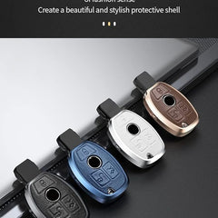 Mercedes Old Key Exclusive Aluminium Alloy Leather Keycase with Holder & Rope Chain