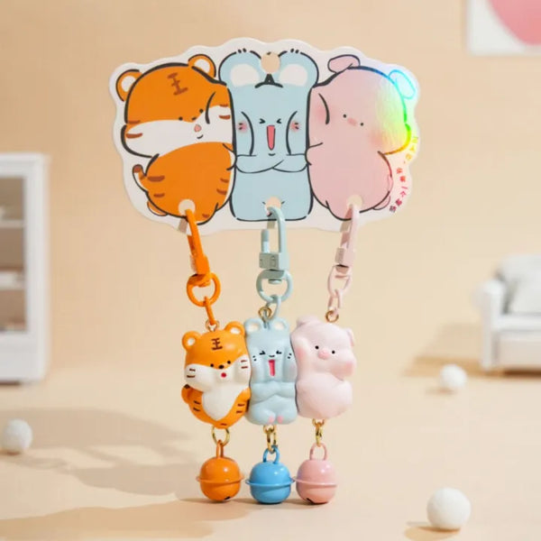 Magnetic Snap 3 Pcs Teddy Pendant Keychain