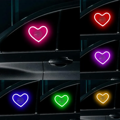 2 Pcs Set Auto Interior Lighting Solar-Powered Wireless LED Heart-Shaped Window Atmosphere Light Lamp