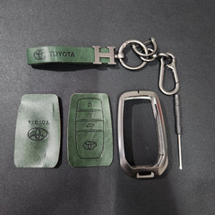 Fortuner/Hycross New Key Metal Alloy Leather Keycase with Holder & Rope Chain