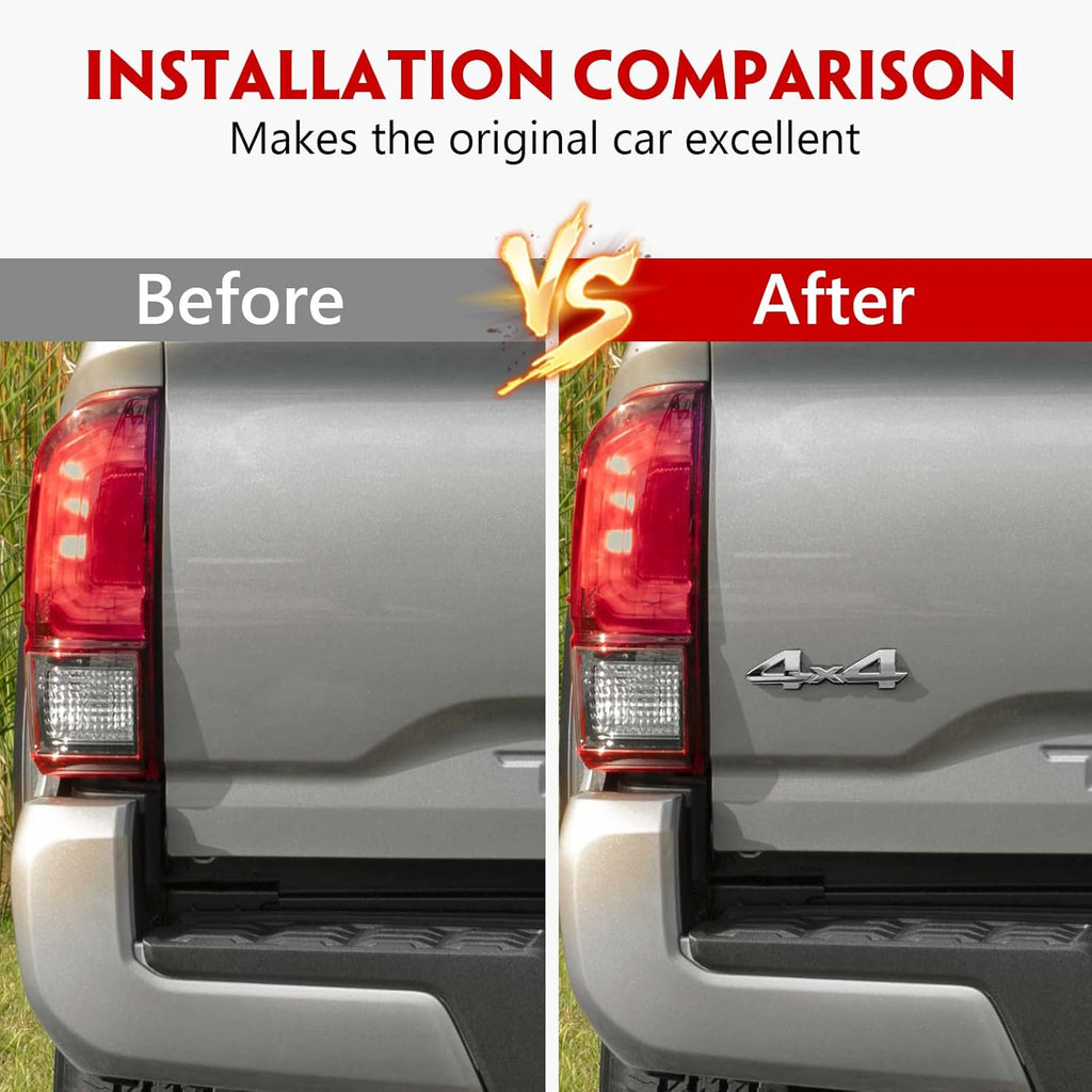 3D 4x4 Metal Sticker Decal Silver (15 x 3.5 cm)