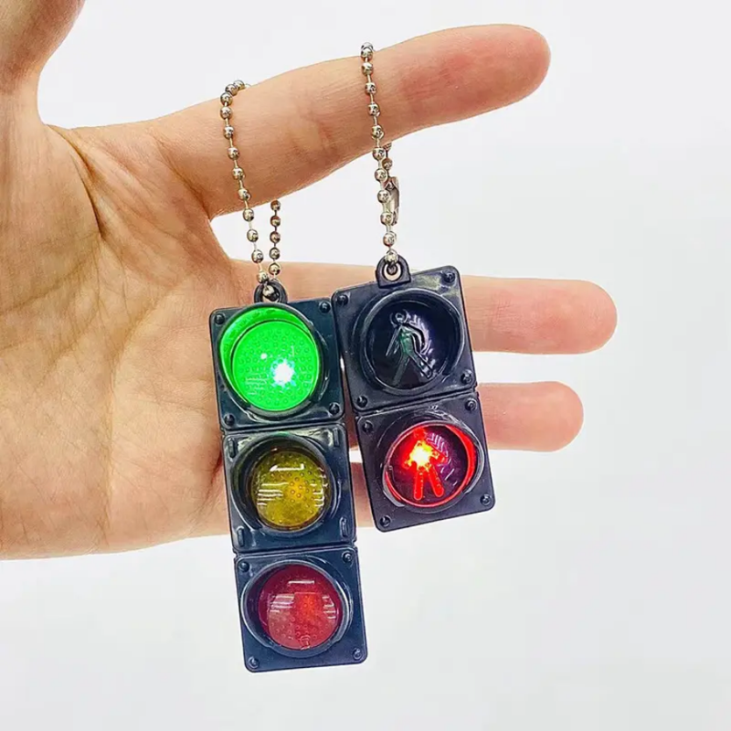 2 Pcs Traffic Signal LED Keychain