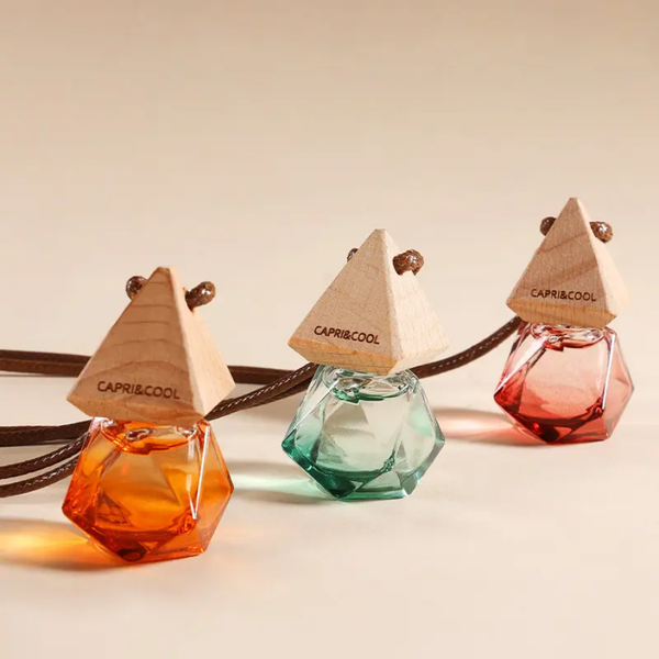 Wooden Glass Essential Oil Perfume Hanging 4 Pcs Set