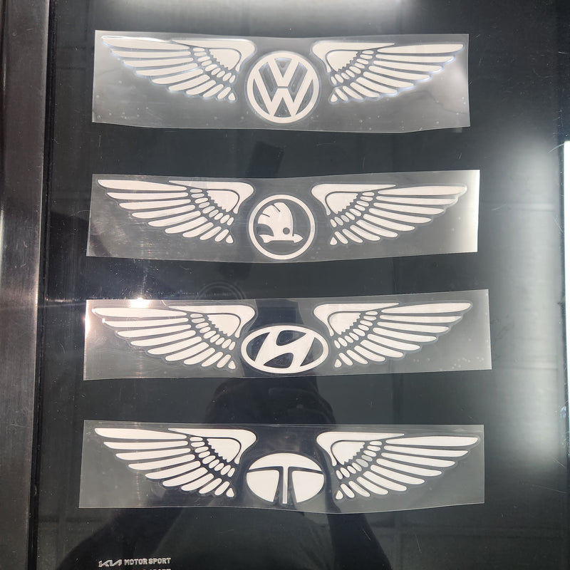 Wings Logo White Reflective Car Sticker (Buy 1 Get 1 Free)