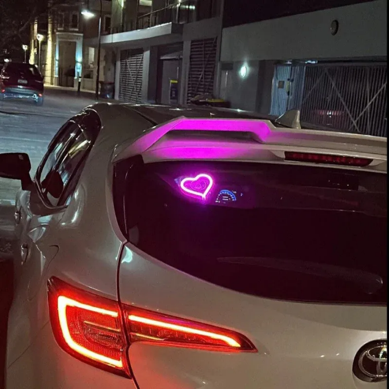 2 Pcs Set Auto Interior Lighting Solar-Powered Wireless LED Heart-Shaped Window Atmosphere Light Lamp