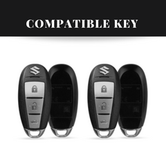 Suzuki Ciaz/Baleno/Scross 3 Button Key Luxury Pure Handmade Oilwax Leather Keycase with Logo, Caption, Hook, and Chain