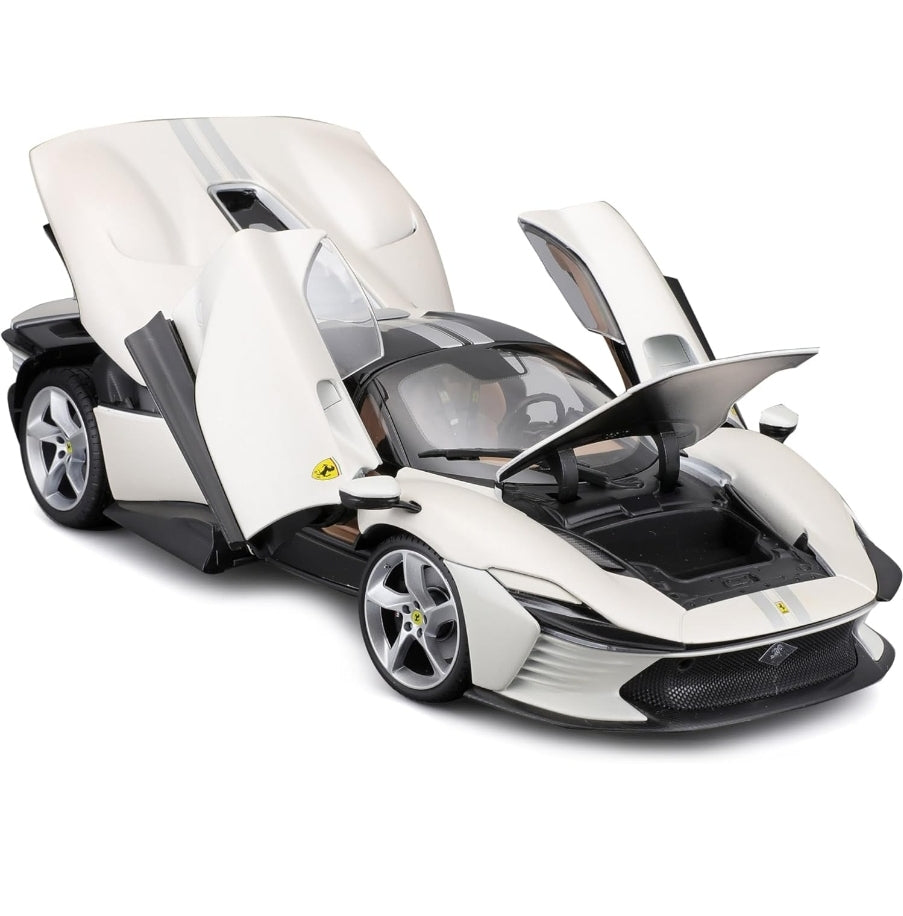 Ferrari Daytona SP3 Convertible White Signature Series 1:18 Licensed Bburago Diecast Scale Model