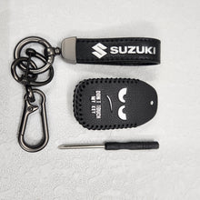 Load image into Gallery viewer, Suzuki Swift/Baleno/Ignis/Scross 2 Button Key Luxury Pure Handmade Oilwax Leather Keycase with Logo, Caption, Hook, and Chain