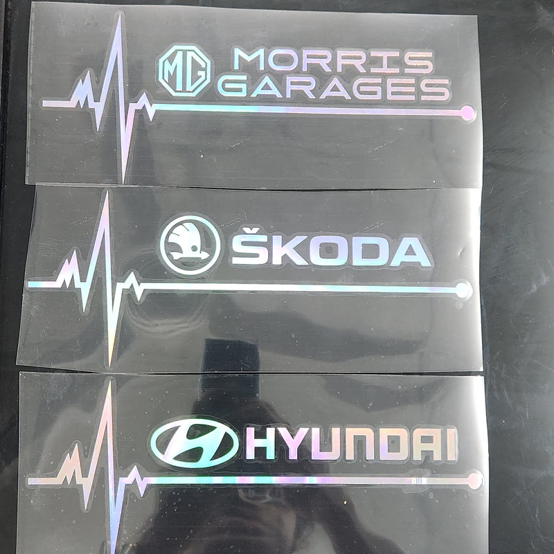 Heartbeat Brand Logo Laser Reflective Car Sticker (2 Pcs Set)