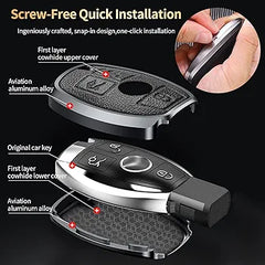 Mercedes Old Key Exclusive Aluminium Alloy Leather Keycase with Holder & Rope Chain