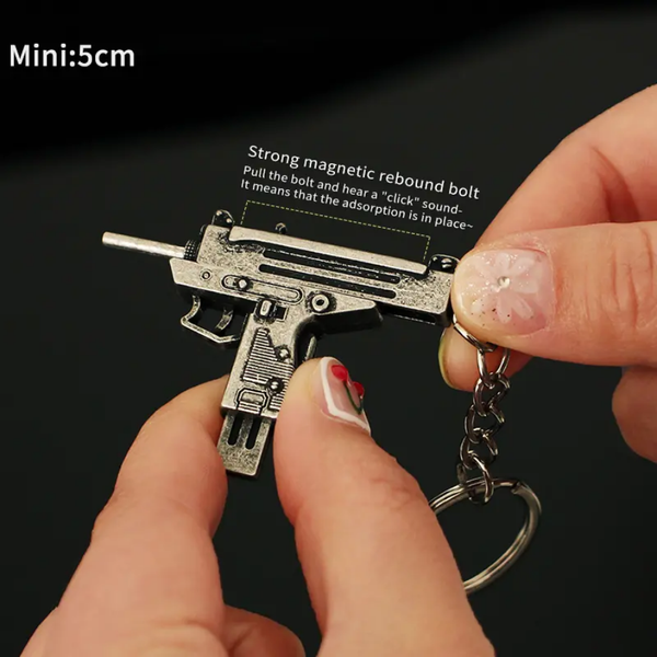 LT Mini Uzi Gun Keychain Metal Zinc Alloy 3D Keychain