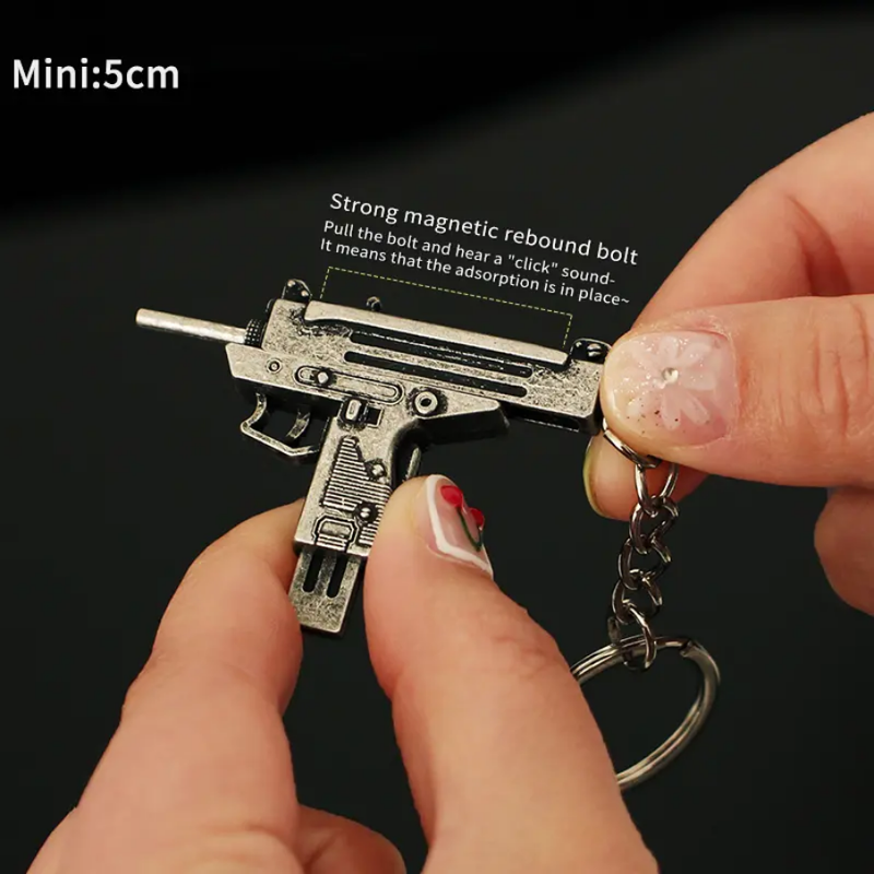 Keychain Gun Switch LT Mini Uzi Gun Keychain Metal Zinc Alloy 3D Keychain – Kaarr