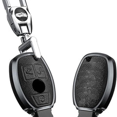Mercedes Old Key Exclusive Aluminium Alloy Leather Keycase with Holder & Rope Chain