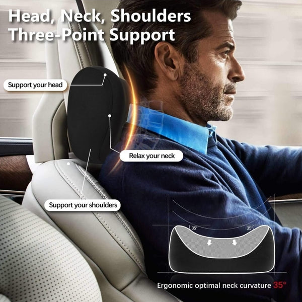 2 Pcs Set Car Memory Foam Neck Rest Pillow