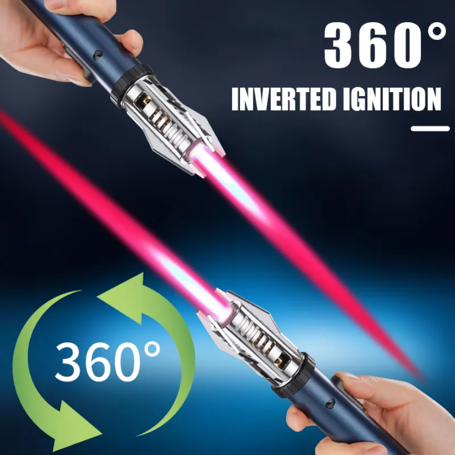Jet Lighter, Direct Impact Lighter Inflatable with Flame Locking Function, Refillable Jet Flame Windproof Torch Lighter for BBQ, Stove, Candle, Kitchen Cooker, Camping