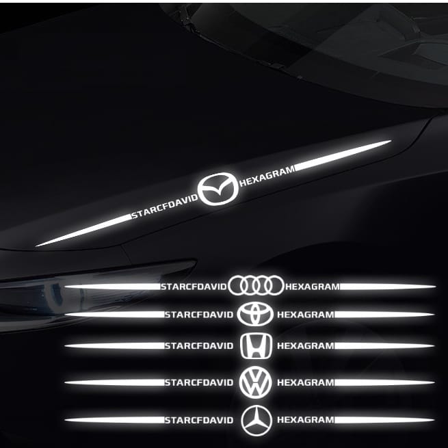 Star Of David Laser Reflective Car Sticker 2 Pcs