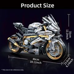 Platinum Motorcycle Technique Version 1920Pcs, 1:5 Scale Building Blocks Bike