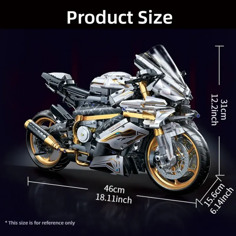 Platinum Motorcycle Technique Version 1920Pcs, 1:5 Scale Building Blocks Bike