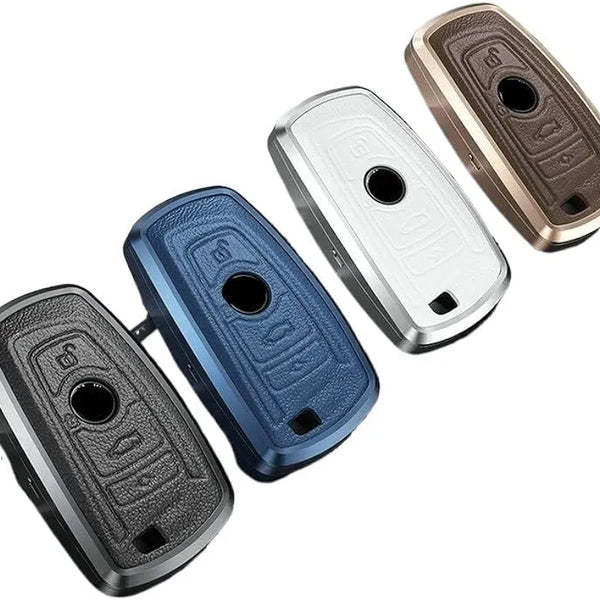 BMW Old Key Exclusive Aluminium Alloy Leather Keycase with Holder & Rope Chain