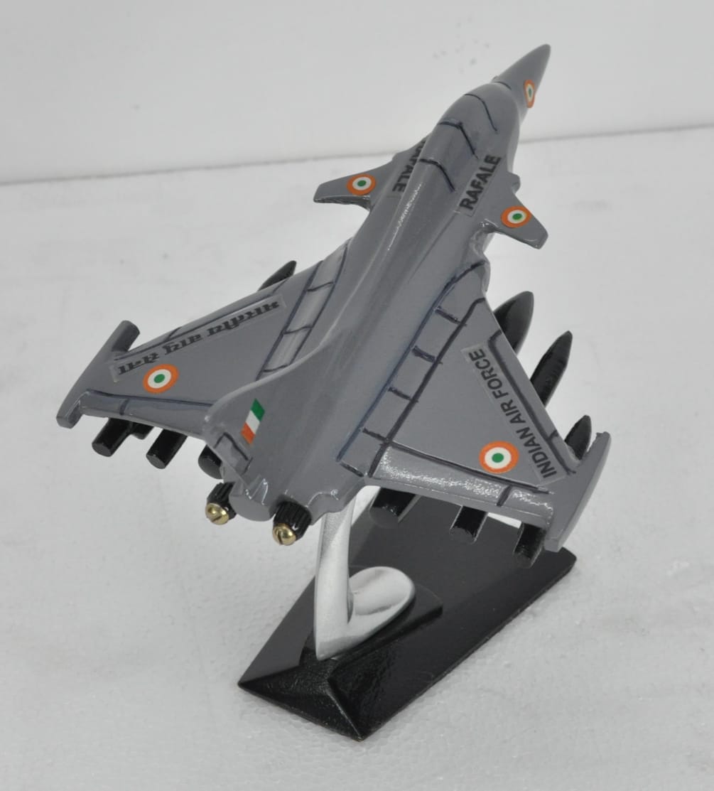 Rafale Aircraft Aluminium Coated Diecast Model 8 Inches