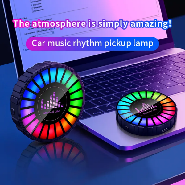 2 Pcs Set Car Aromatherapy Wireless Voice Activated Ryhtm Pickup Light with 16+ Colors
