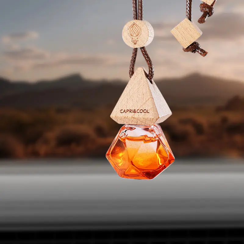 Wooden Glass Essential Oil Perfume Hanging 4 Pcs Set