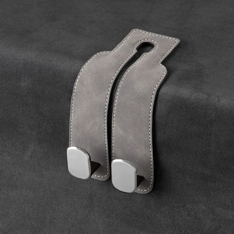 2 Pcs Set Suede Metal Car Headrest Double Hook Set