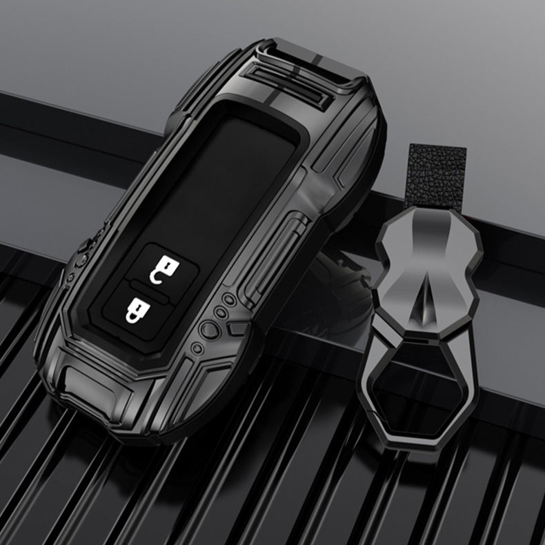 Suzuki 2 Button Key (Baleno, Brezza, S Cross, Swift, Ignis) Premium Batman Metal Alloy Keycase with Holder & Rope Chain