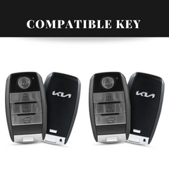 Kia Seltos/Sonet 4 Button Key Luxury Pure Handmade Oilwax Leather Keycase with Logo, Caption, Hook, and Chain