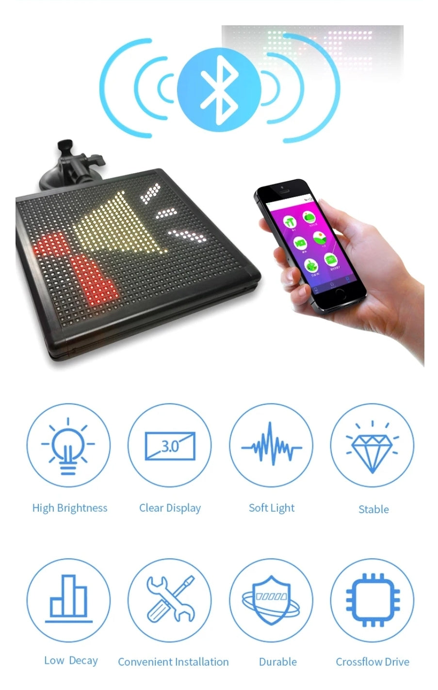 Car Portable Screen App Control LED Panel