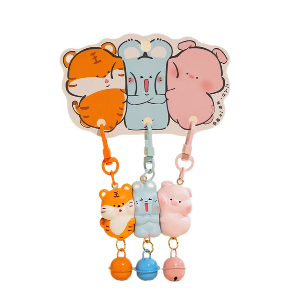 Magnetic Snap 3 Pcs Teddy Pendant Keychain